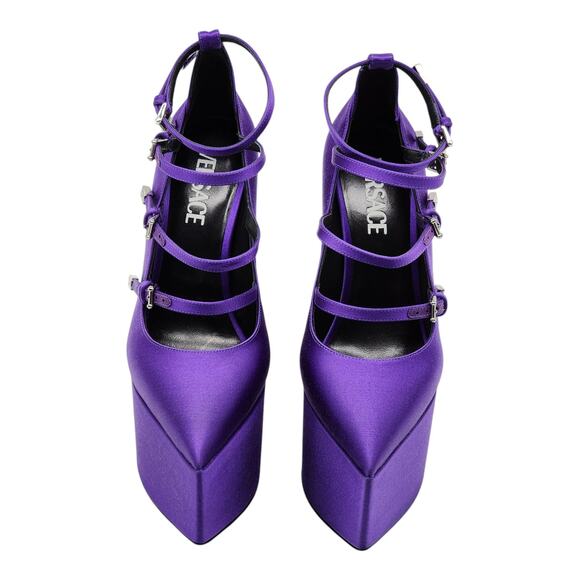 Versace Tempest Strappy Platform Pumps - Satin - Purple 38.5 8US $1445 - Picture 4 of 9
